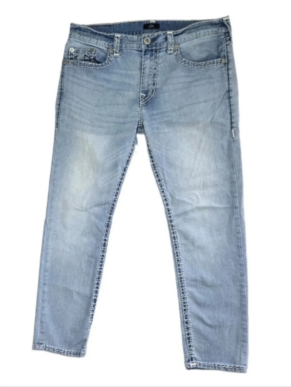 True Religion Geno Relaxed Slim Jeans Mens Size 38 Light Wash Streetwear